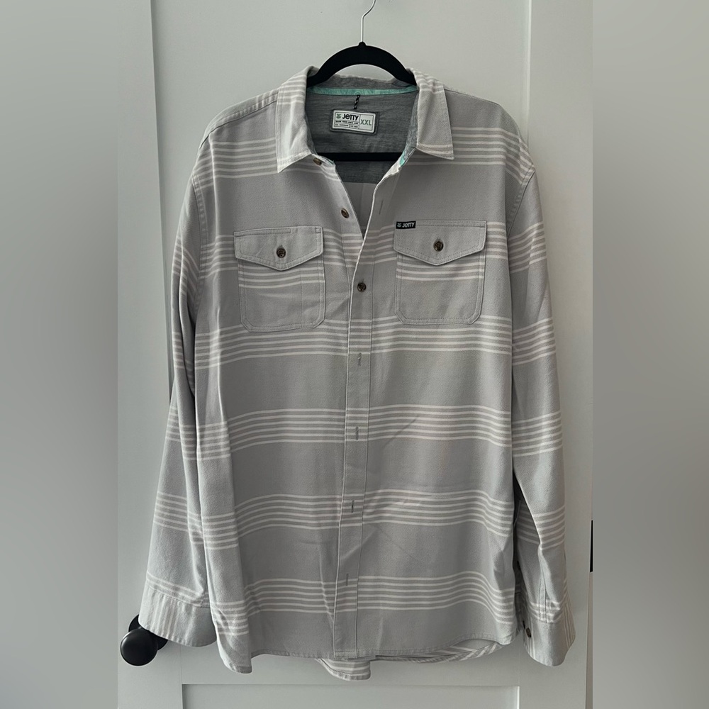 Jetty Gray and Green Striped Shirt XXL